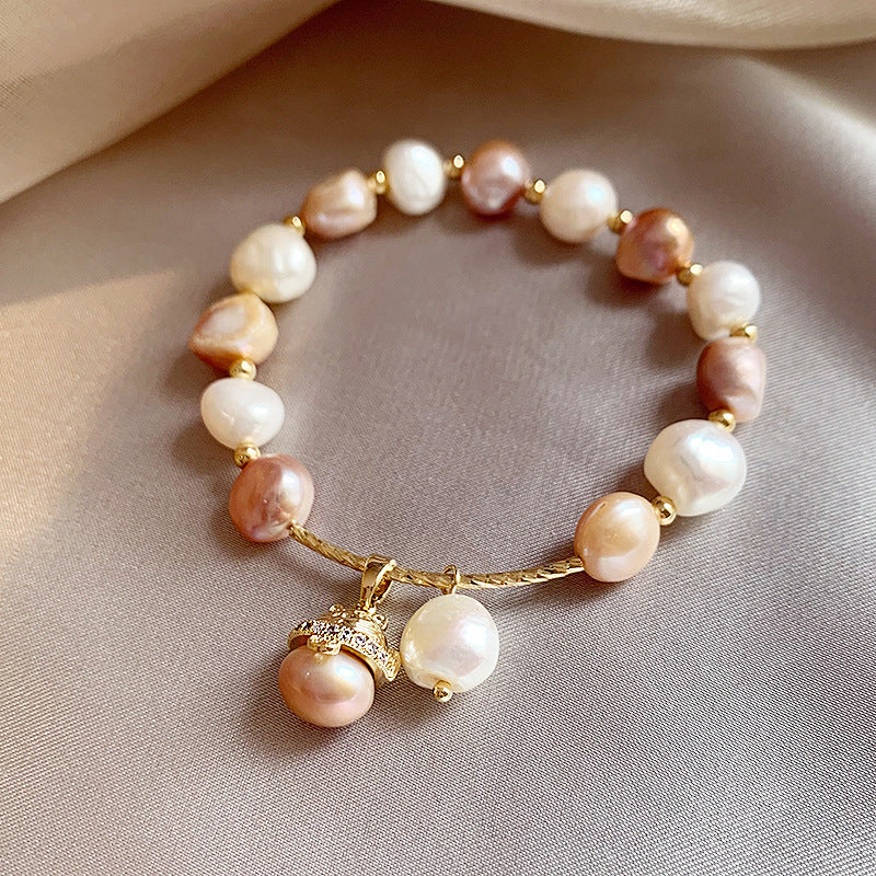 Multi-Colour Baroque Pearl Charm Bracelet