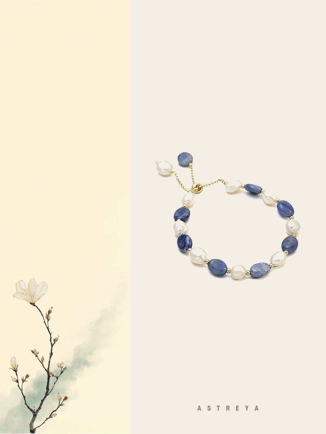 Blue Sandstone &amp; Pearl Bracelet