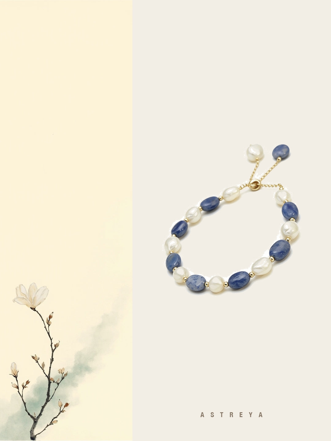 Blue Sandstone &amp; Pearl Bracelet