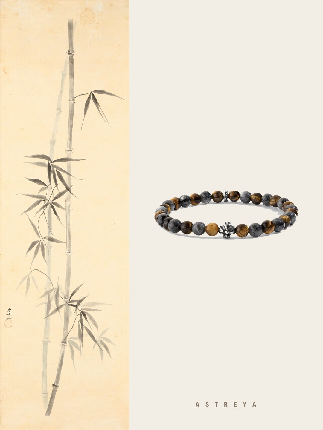 Natural tiger eye hawk eye stone bracelet with polished round beads alternating in warm golden-brown tiger eye and cool blue-grey hawk eye, handcrafted silver spacer accents, hand-knotted on elastic cord, masculine crystal jewelry for men.