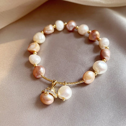 Multi-Colour Baroque Pearl Charm Bracelet