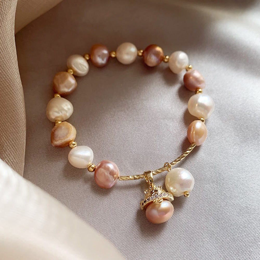 Multi-Colour Baroque Pearl Charm Bracelet