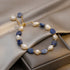 Blue Sandstone & Pearl Bracelet