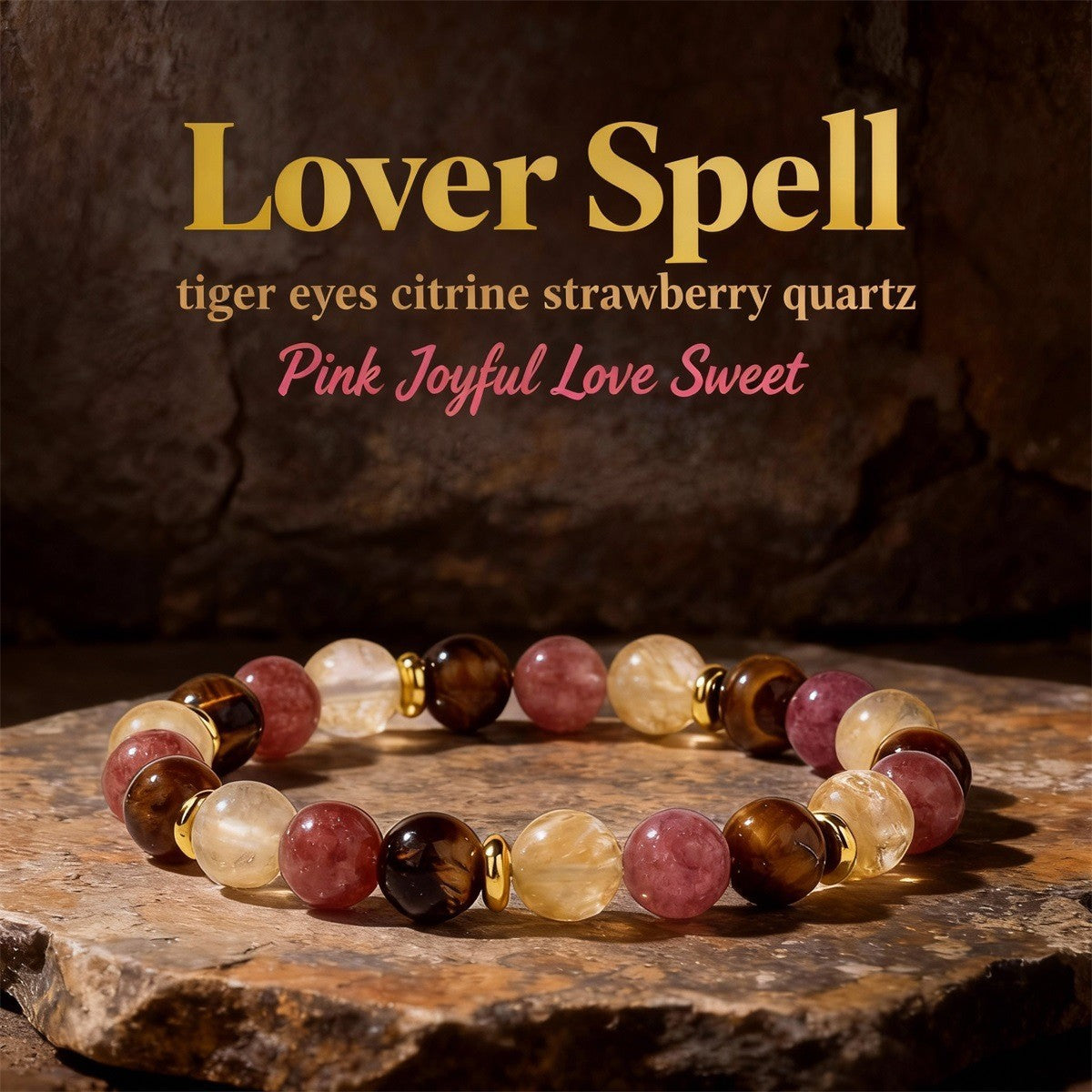 Macro detail of natural tiger eye crystal stone bracelet bead surface showing translucent apple green crystal and chatoyant golden-brown tiger eye natural stones, polished round finish, soft daylight.